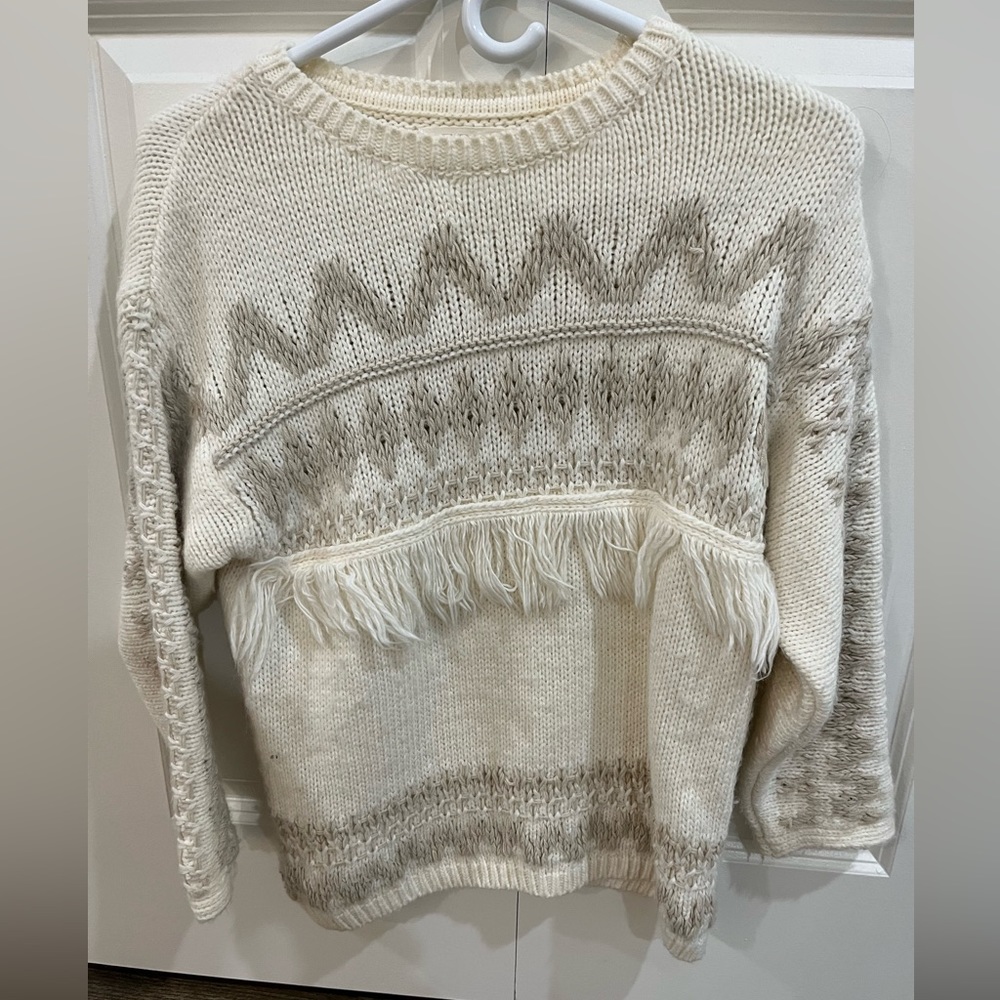 Zara- girls sweater with fringe, size S